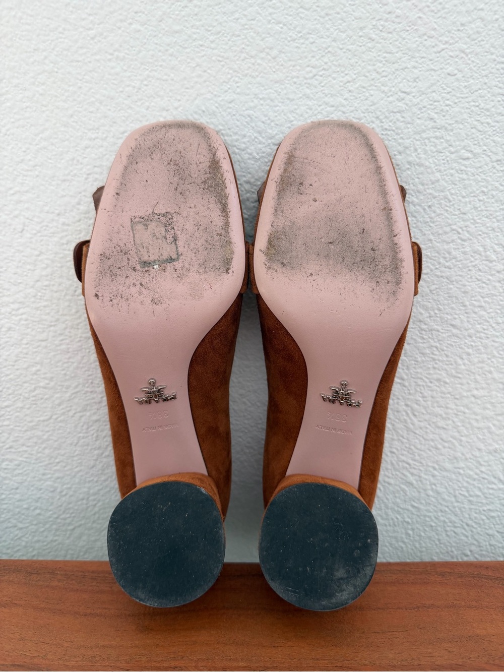Prada Rust Brown Suede Fringe Loafers with Silver Floral Buckle - Picture 3 of 6